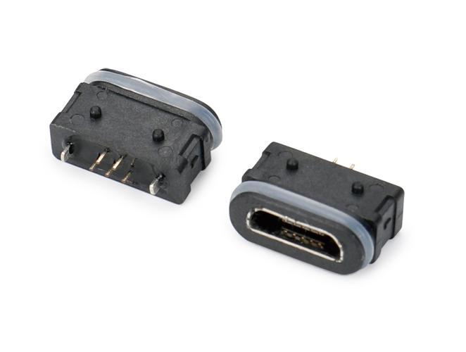 0273-MICRO USB-B/F 180°直插防水  脚长3.4